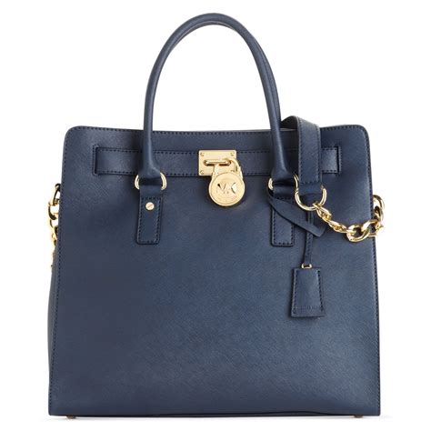 michael michael kors hamilton saffiano leather tote navy|Michael Kors Hamilton tote bag.